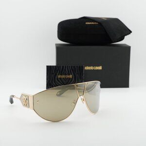 Roberto Cavalli SRC093 300G Shield Sunglasses - Gold/Havana